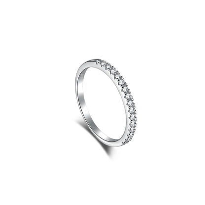 Classic Proposal Eternal Series Simple Design Jewelry 925 Silver 5A Platinum Zircon Round Couple Wedding Ring