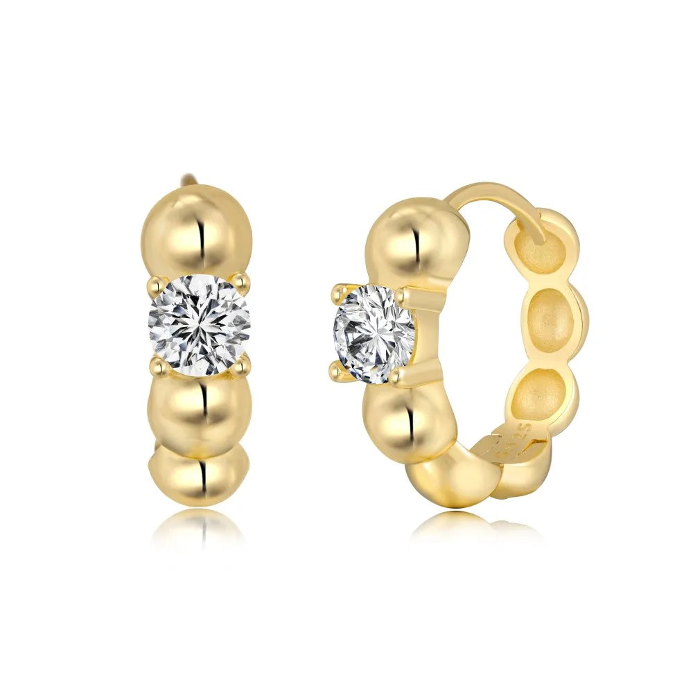 KAKODIY Personalization Statement 925 Sterling Silver Beads 5A Cubic Zirconia Croissant Clip-on Earrings Fine Jewelry Earrings