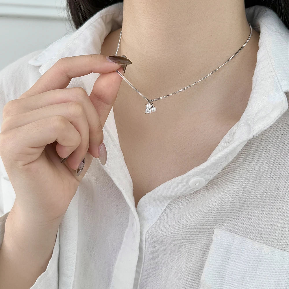 925 Silver Pearl Pendant Necklace DY191683 product image 6