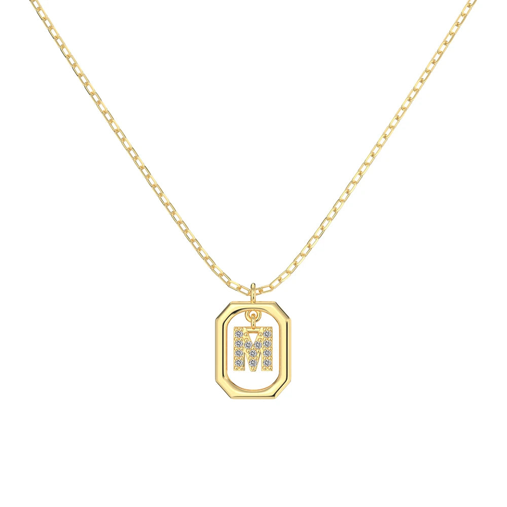 925 Silver M Initial 5A CZ Necklace DY191341 product image 6