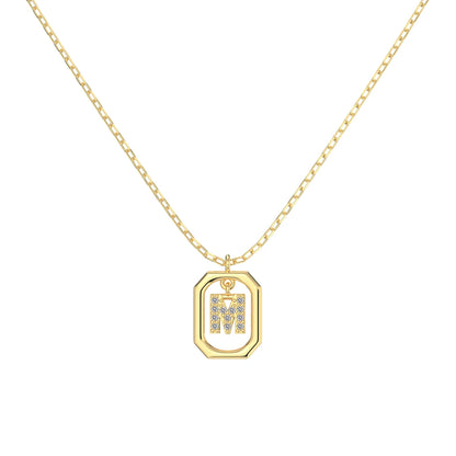 925 Silver M Initial 5A CZ Necklace DY191341 product image 6