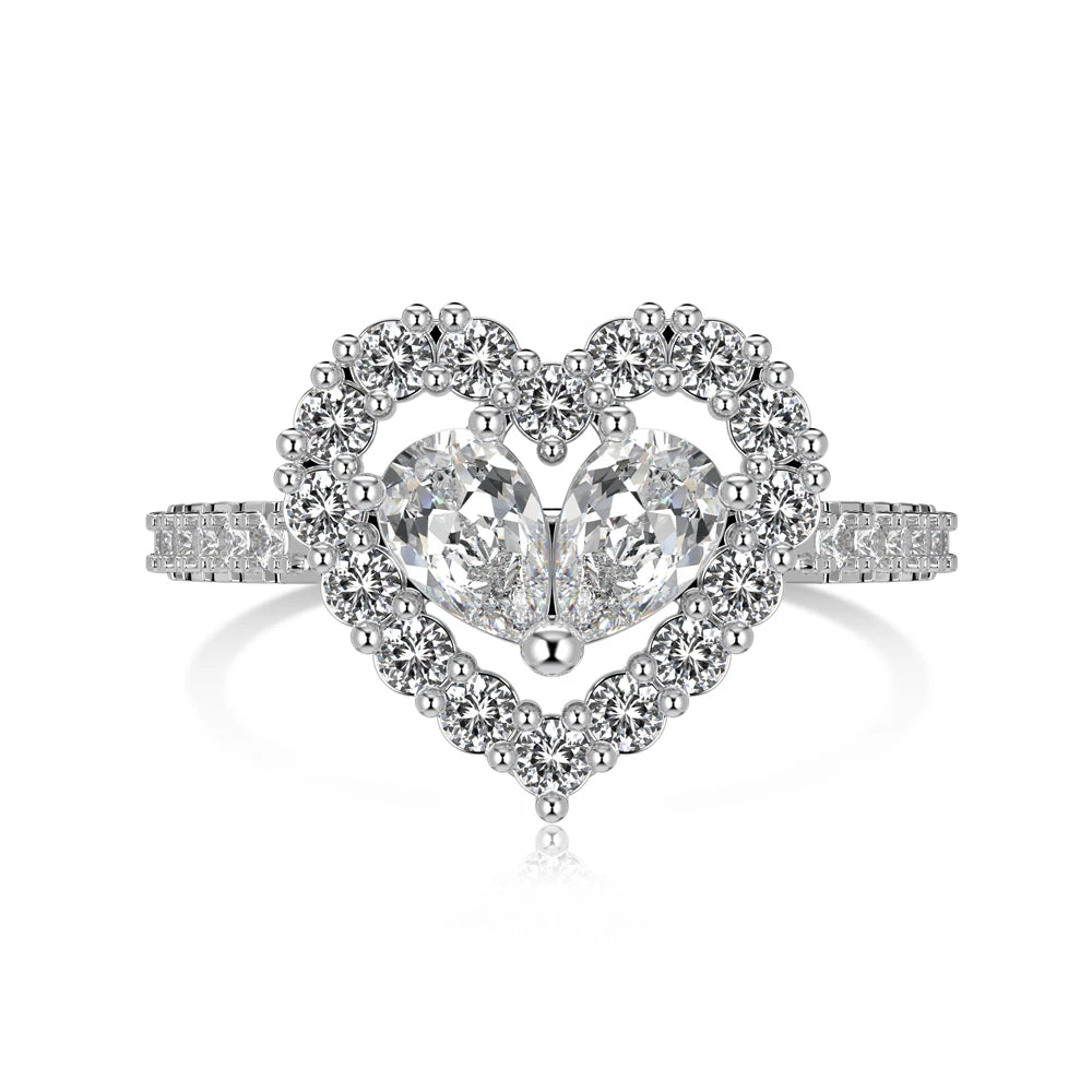 925 Sterling Silver Heart CZ Ring DY121054 by KAKODIY