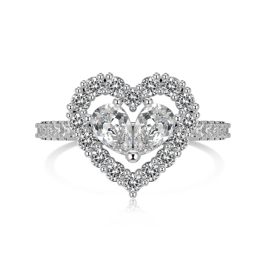 925 Sterling Silver Heart CZ Ring DY121054 by KAKODIY