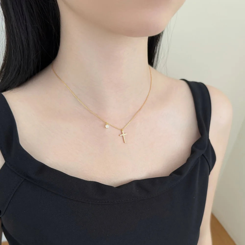925 Silver Cross CZ Pendant Necklace DY191564 product image 4