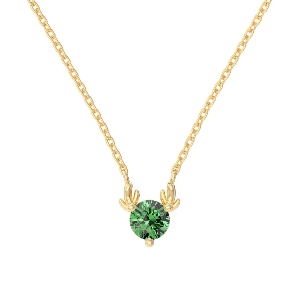 Stylish Delicate Jewelry Rhodium 18K Gold Plated Sterling Silver Link Chain 5A Zirconia Christmas Elk Pendant Necklaces