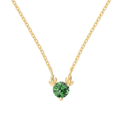 Stylish Delicate Jewelry Rhodium 18K Gold Plated Sterling Silver Link Chain 5A Zirconia Christmas Elk Pendant Necklaces