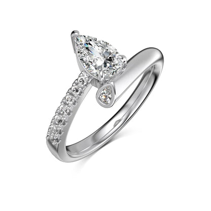 Fashionable Fine Jewelry Women Eternity Band S925 Silver Geometric Twisted 5A Zirconia Waterdrop Shape Stone Jewelry Rings