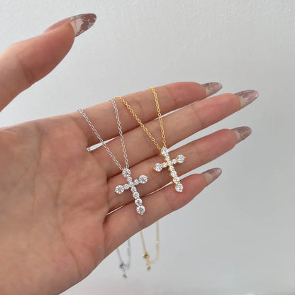 Classic Design Fine Jewelry 925 Sterling Silver Christ Catholic Religious 5A Cubic Zirconia Cross Pendant Necklaces