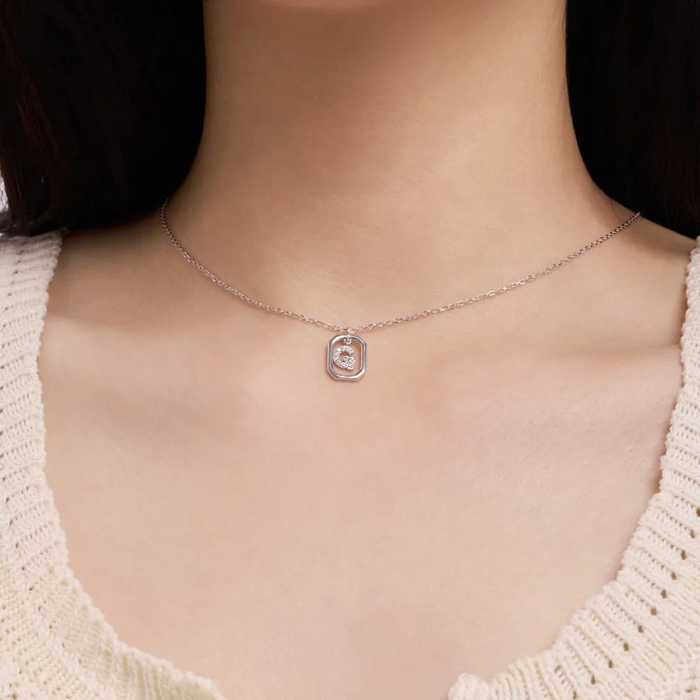 925 Silver G Initial 5A CZ Necklace DY191335 product image 3