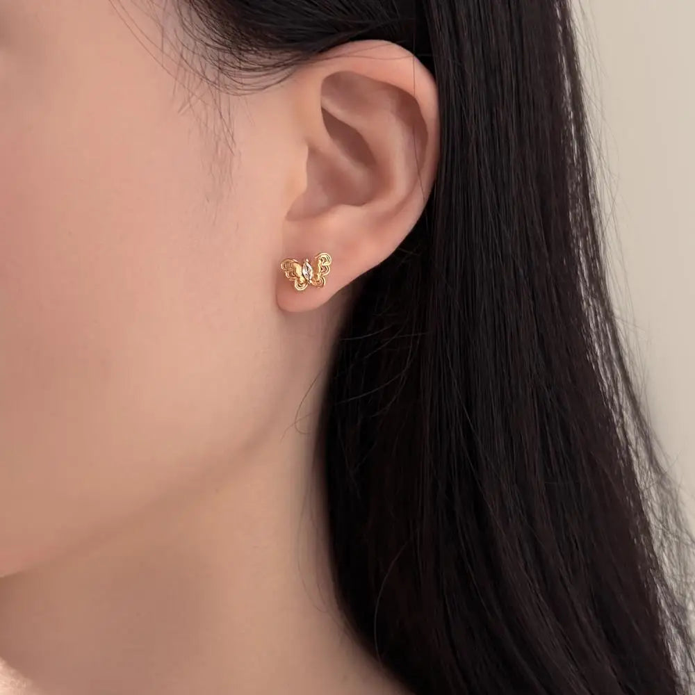 KAKODIY Personalized Creative Design 22K Gold Plated 925 Sterling Silver Butterfly Stud Earrings - product image 3