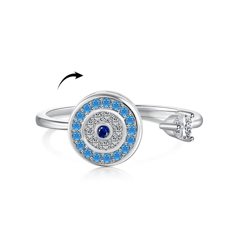 925 Sterling Silver Evil Eye Adjustable Ring by KAKODIY