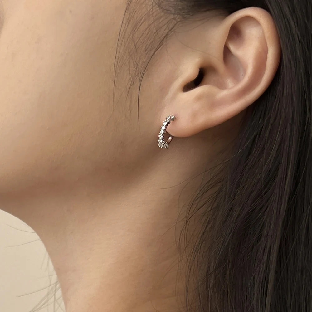 KAKODIY Classic 925 Sterling Silver Irregular Zirconia Stud Earrings Women 18K Gold Statement Half Hoop C Earrings Jewelry Gift - product image 2
