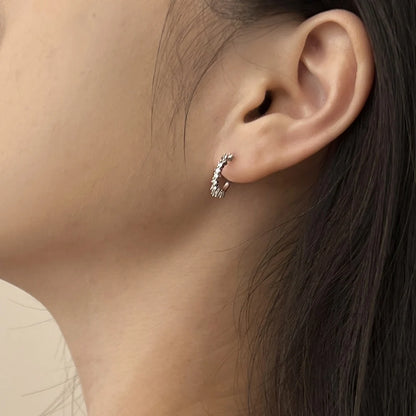 KAKODIY Classic 925 Sterling Silver Irregular Zirconia Stud Earrings Women 18K Gold Statement Half Hoop C Earrings Jewelry Gift - product image 2