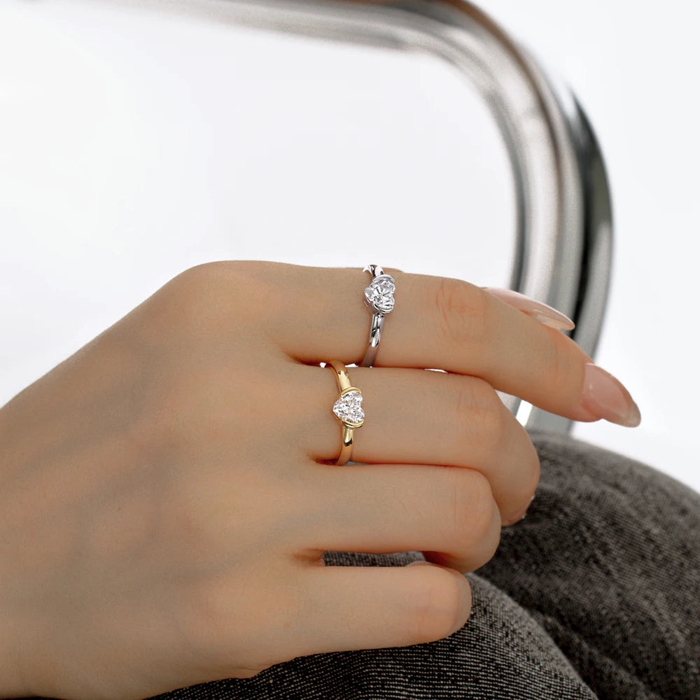 Simplicity Design Dainty Jewelry Manufacturer Sterling Silver Wedding Band Heart Shape 5A Zirconia Promise Engagement Ring