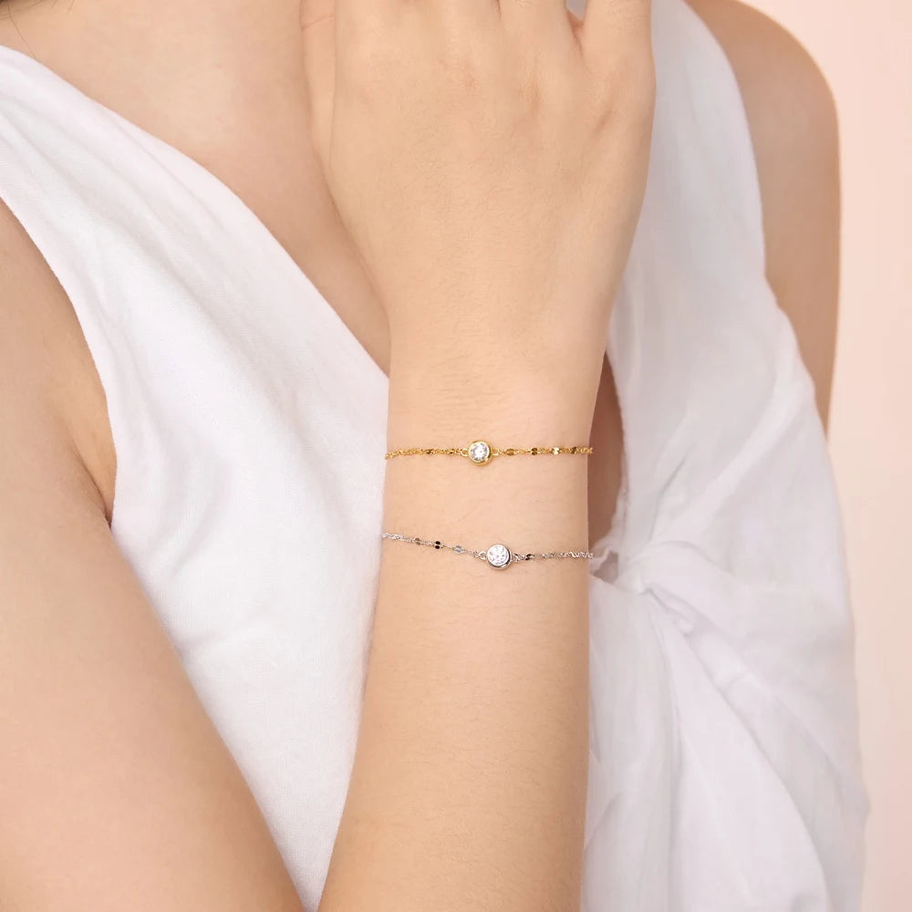 925 Sterling Silver 5A CZ Chain Bracelet DY150668 product image 2