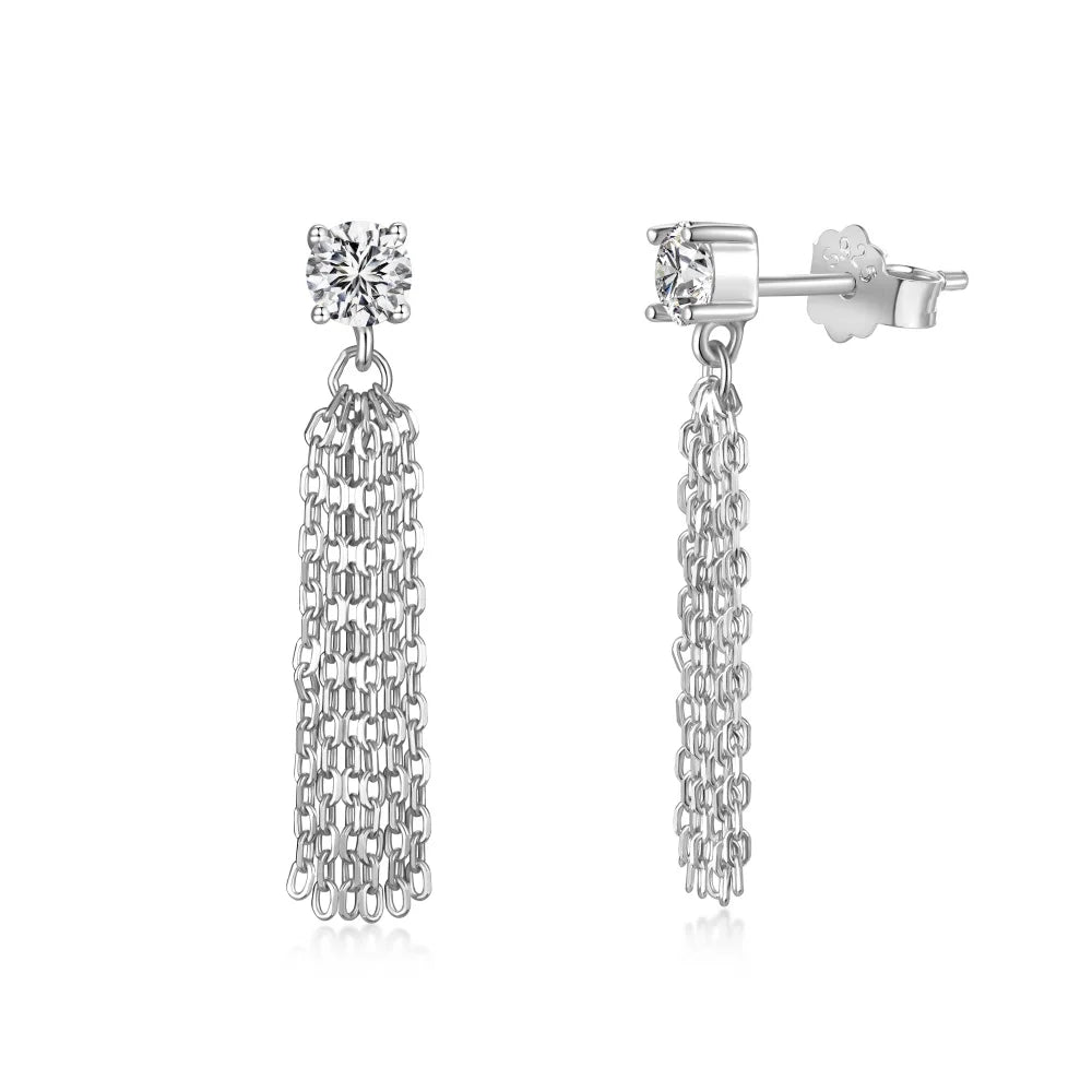 KAKODIY 5A Cubic Zirconia Earrings Hanging Women Shiny 925 Sterling Silver Hanging Long Chandelier Earrings Tassel Lightweight Stud Earrings