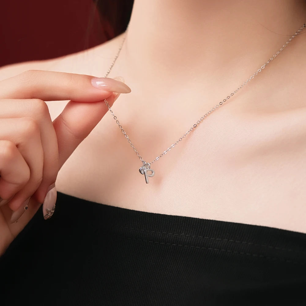 925 Sterling Silver P Initial 5A CZ Necklace product image 4