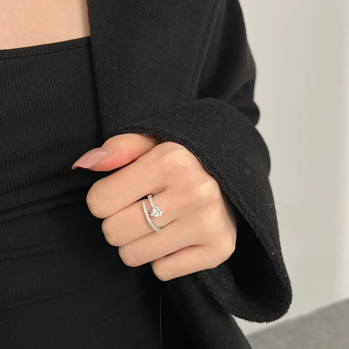 925 Sterling Silver Heart CZ Engagement Ring product image 3