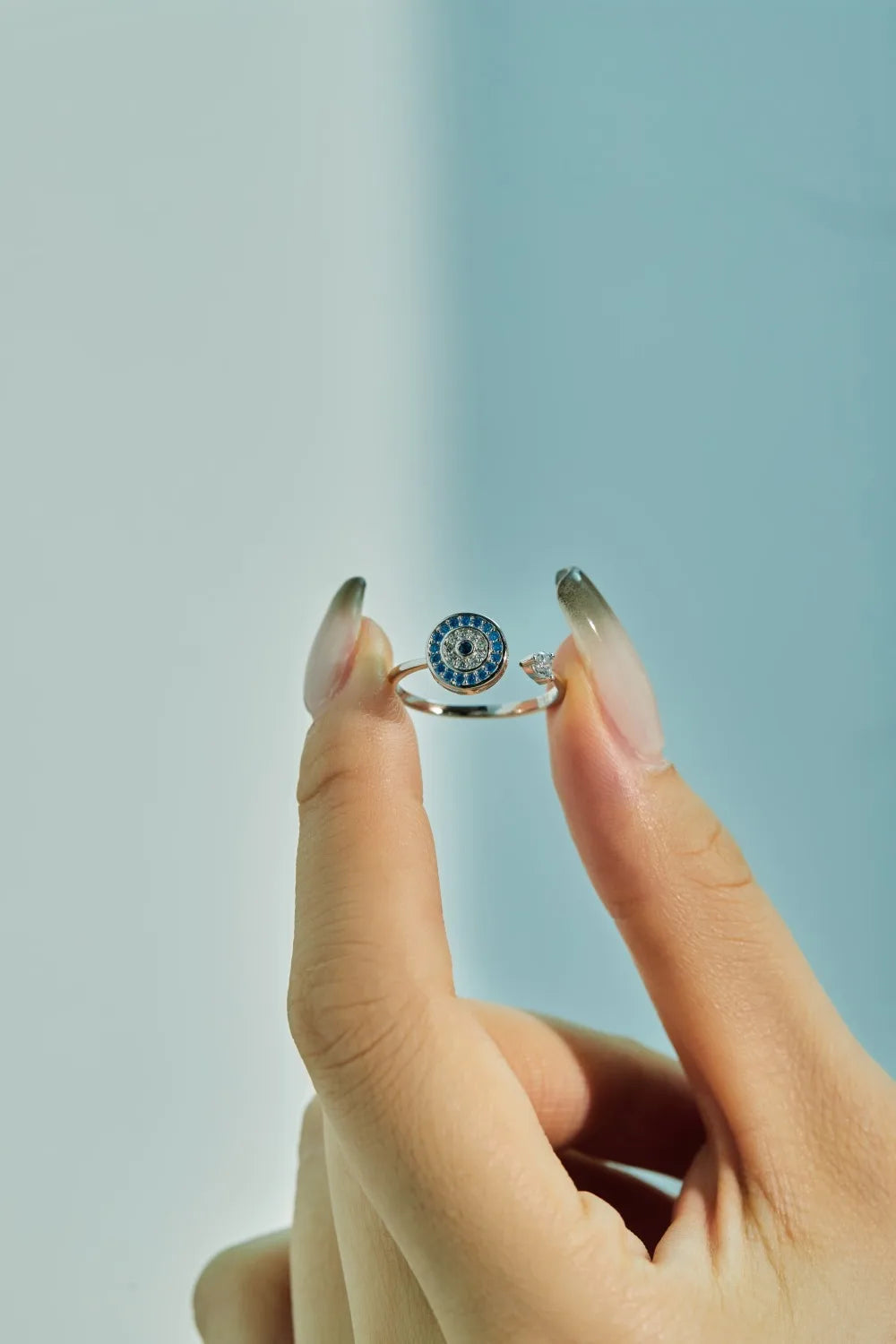 925 Sterling Silver Evil Eye Adjustable Ring product image 4