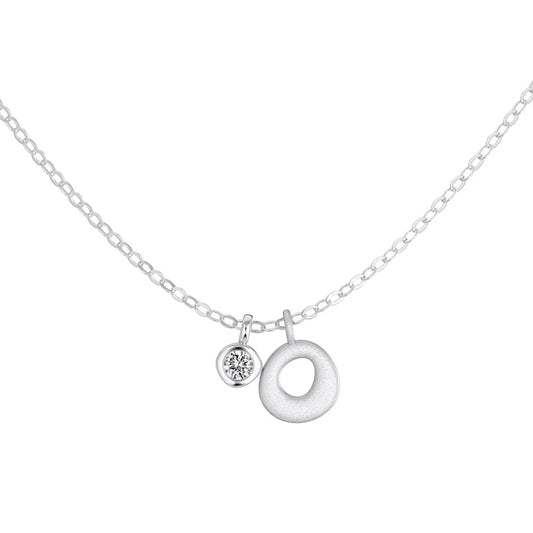 925 Sterling Silver O Initial 5A CZ Necklace by KAKODIY