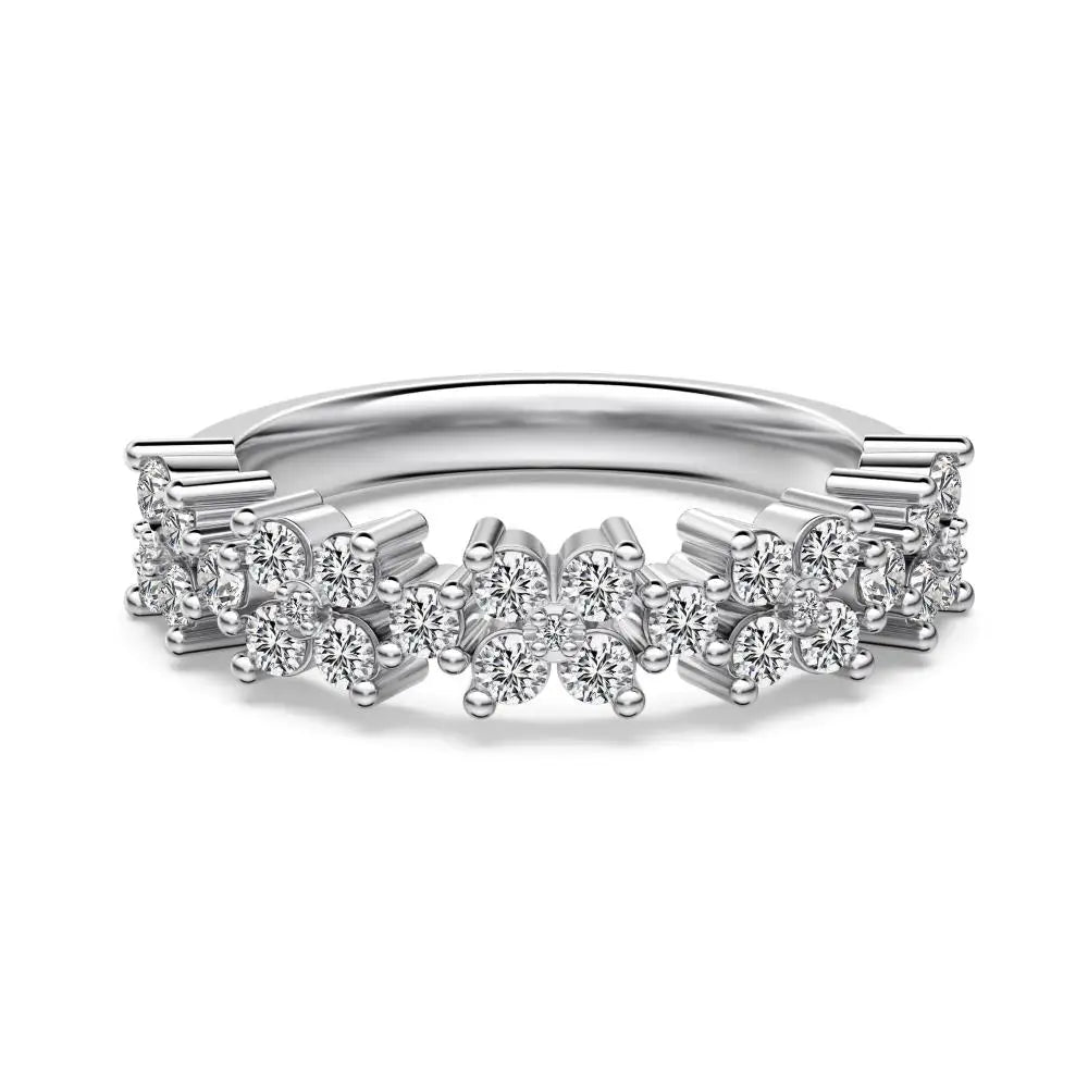 925 Sterling Silver Flower Bridal Engagement Ring by KAKODIY