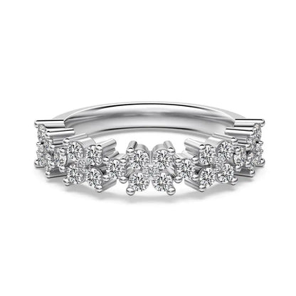 925 Sterling Silver Flower Bridal Engagement Ring by KAKODIY