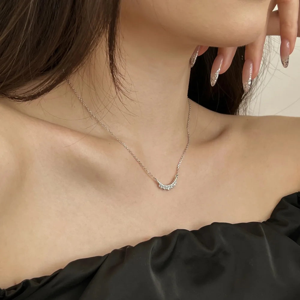 Wholesale Dainty S925 Sterling Silver Jewelry Crown Cz Cubic Zirconia Pendant Necklace 18K Gold Plated Necklaces for Women