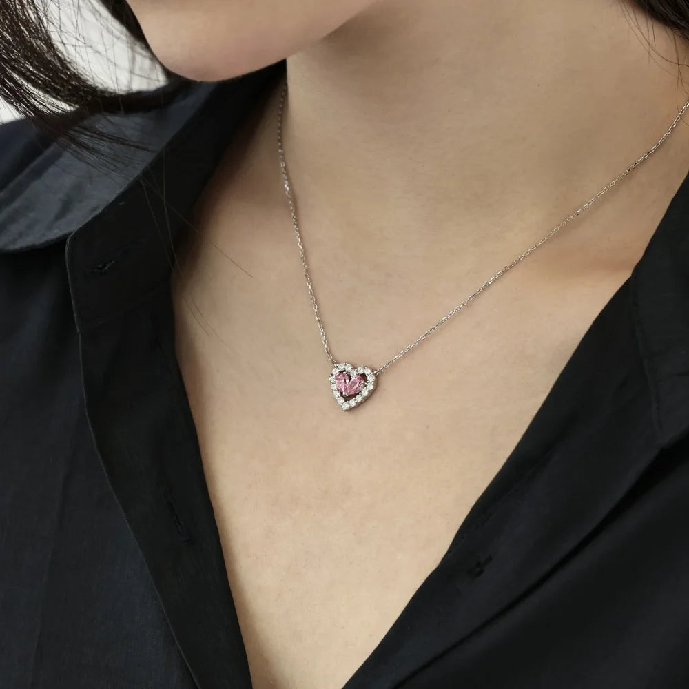 925 Silver Heart CZ Pendant Necklace DY190799 product image 2