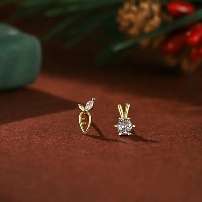 KAKODIY 18K Gold Plated Bunny Carrot 925 Sterling Silver Easter Earrings Cubic Zircon Stud Earrings Accessories Women - product image 3