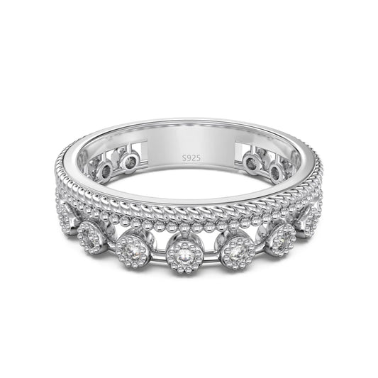 Specially Design Fine Fashion Women Jewelry Sterling Silver Eternity Band Double Layer 5A CZ Zirconia Daily Dress up Ring