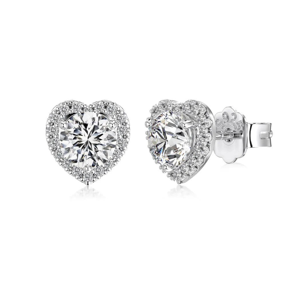 KAKODIY High Quality Matte No Fading 925 Sterling Silver Plated Rhodium Eternal Infinite Love 5A Cubic Zirconia Heart Stud Earrings