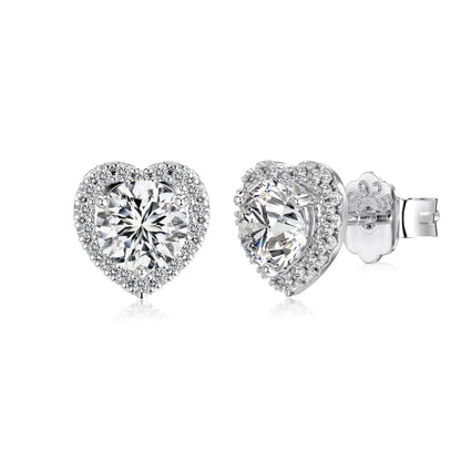 KAKODIY High Quality Matte No Fading 925 Sterling Silver Plated Rhodium Eternal Infinite Love 5A Cubic Zirconia Heart Stud Earrings
