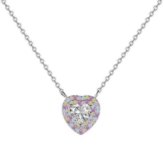 925 Sterling Silver Heart CZ Necklace DY190582 by KAKODIY