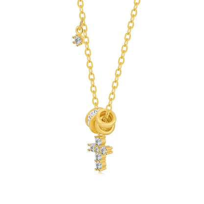 925 Silver Cross CZ Pendant Necklace DY191624 product image 6
