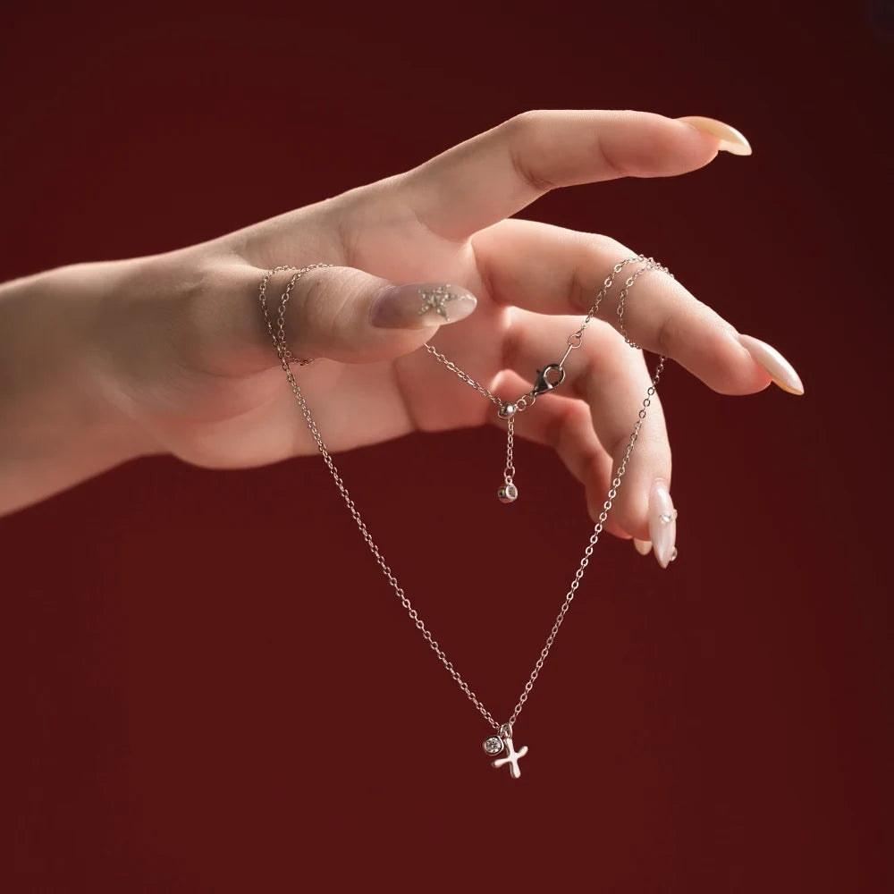 925 Sterling Silver X Initial 5A CZ Necklace product image 2
