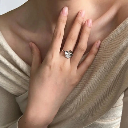 925 Silver Clover Bridal Engagement Ring DY121267 product image 4