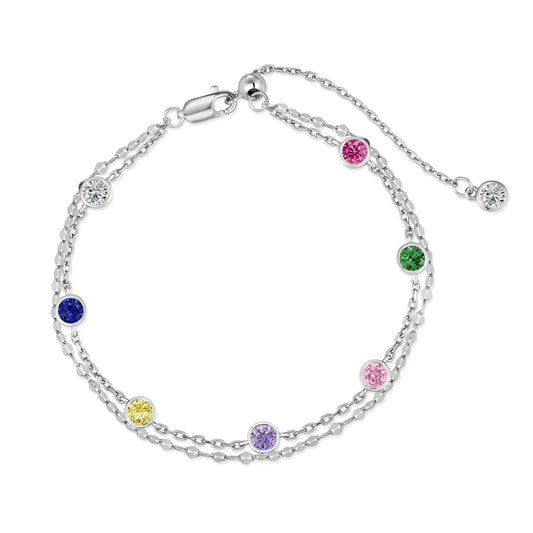 925 Sterling Silver 5A CZ Chain Bracelet DY150687 by KAKODIY