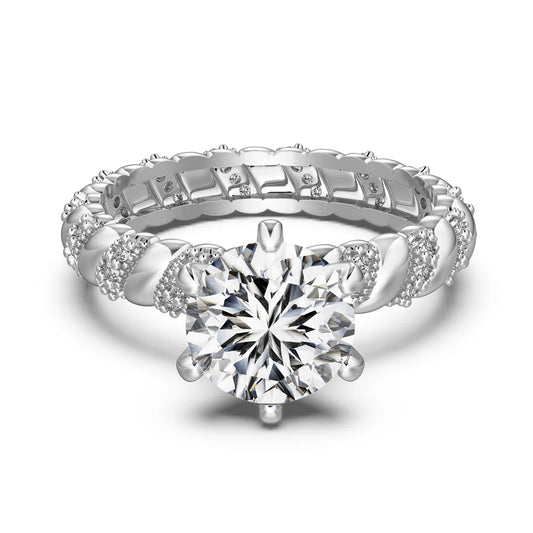 Delicate Design 925 Sterling Silver Non Tarnish Round Croissant Eternity Band 2ct 5A Cubic Zirconia Women Wedding Rings