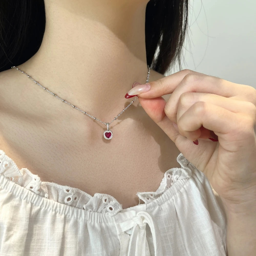925 Silver Heart 5A CZ Pendant Necklace DY191870 product image 3