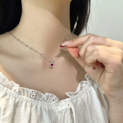 925 Silver Heart 5A CZ Pendant Necklace DY191870 product image 3