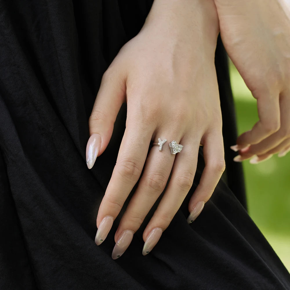 Initial Letter Y Ring for Women Stackable Alphabet Rings with Initial Adjustable Inlaid Initial Rings Bridesmaid Gift
