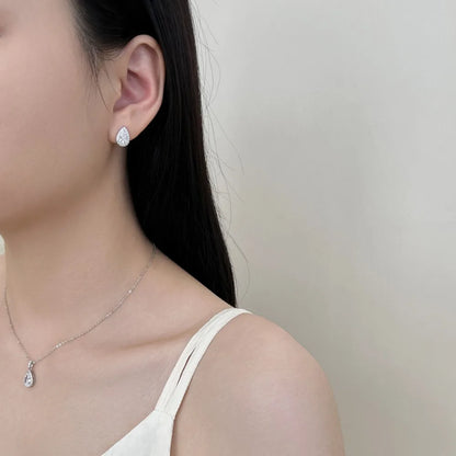 KAKODIY Teardrop Earrings Rhodium-plated 925 Sterling Silver Stud Earrings Female 5A Cube Zirconia Stud Earrings - product image 5