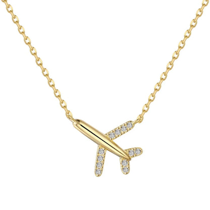 Luxury Tarnish Free S925 Sterling Silver 18K Gold Plated Necklace Chain Fine Jewelry Airplane Pendant Necklaces for Women