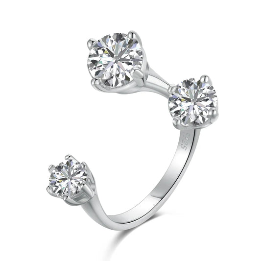 New Arrival Minimalist Design Rhodium Plated 925 Sterling Silver Adjustable 5A Zirconia Women Wedding Promise Rings