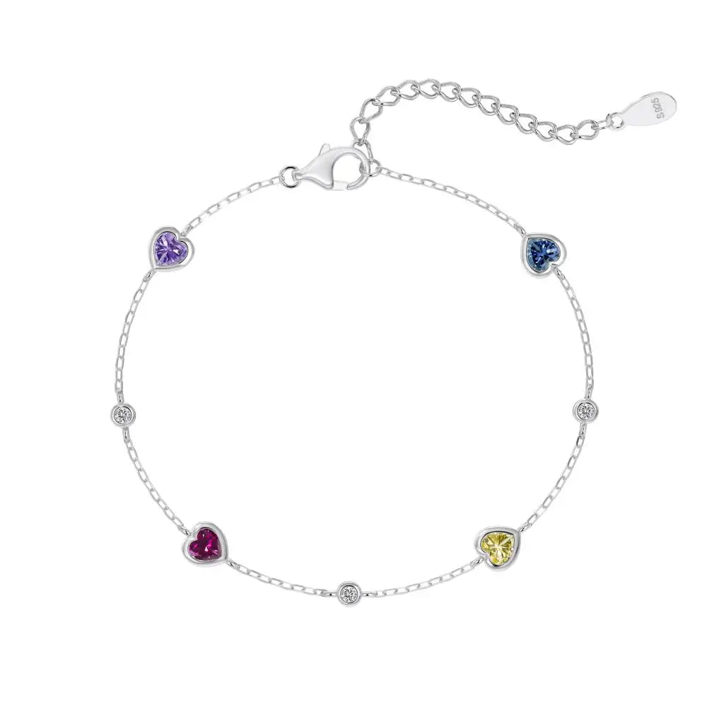 925 Sterling Silver Heart Chain Bracelet DY150632 by KAKODIY