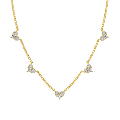 Delicate Design Wholesale S925 Silver Jewelry 18K Gold Plated Heart Pendant Necklace Cz Cubic Zirconia Necklaces for Women