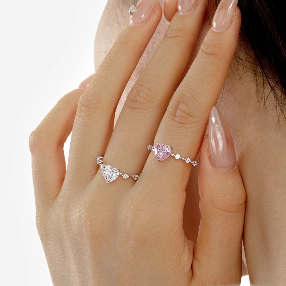 New Designer Fine Fashion Jewelry S925 Silver Classic Design Eternity Band 5A Cubic Zirconia Heart Engagement Bridal Rings