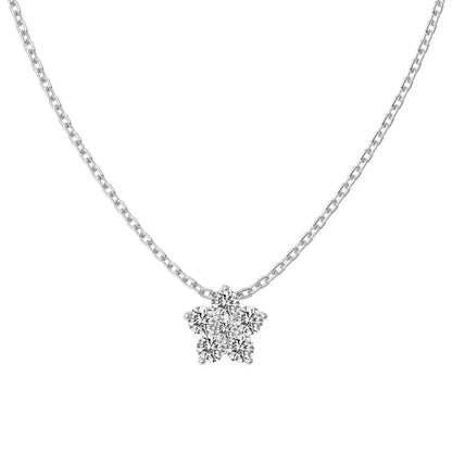 New Year Merry Christmas Festival Gifts Sterling Silver Link Chain Women Fine 5A Zirconia Flower Pendant Necklace