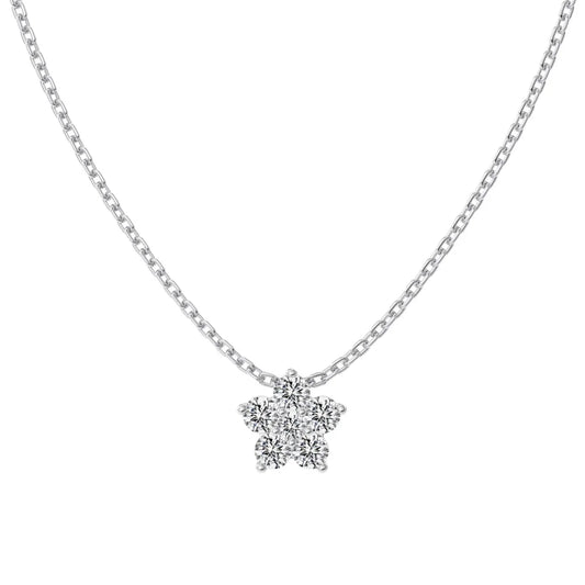 New Year Merry Christmas Festival Gifts Sterling Silver Link Chain Women Fine 5A Zirconia Flower Pendant Necklace