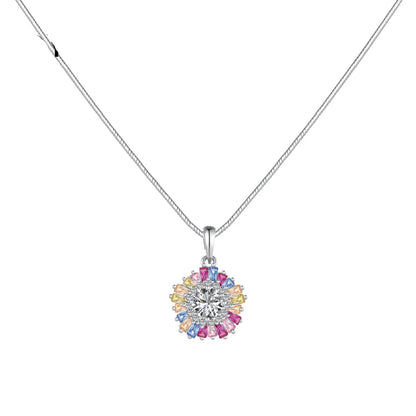 Classic Design 925 Sterling Silver Woman Pendant Necklace Sense Colorful Zirconia Design Chain Fine Jewelry Wholesale